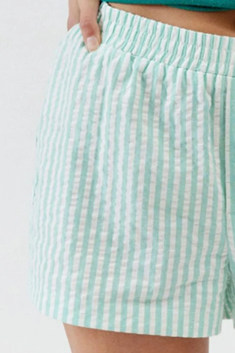 Striped Elastic Waist Shorts (5)
