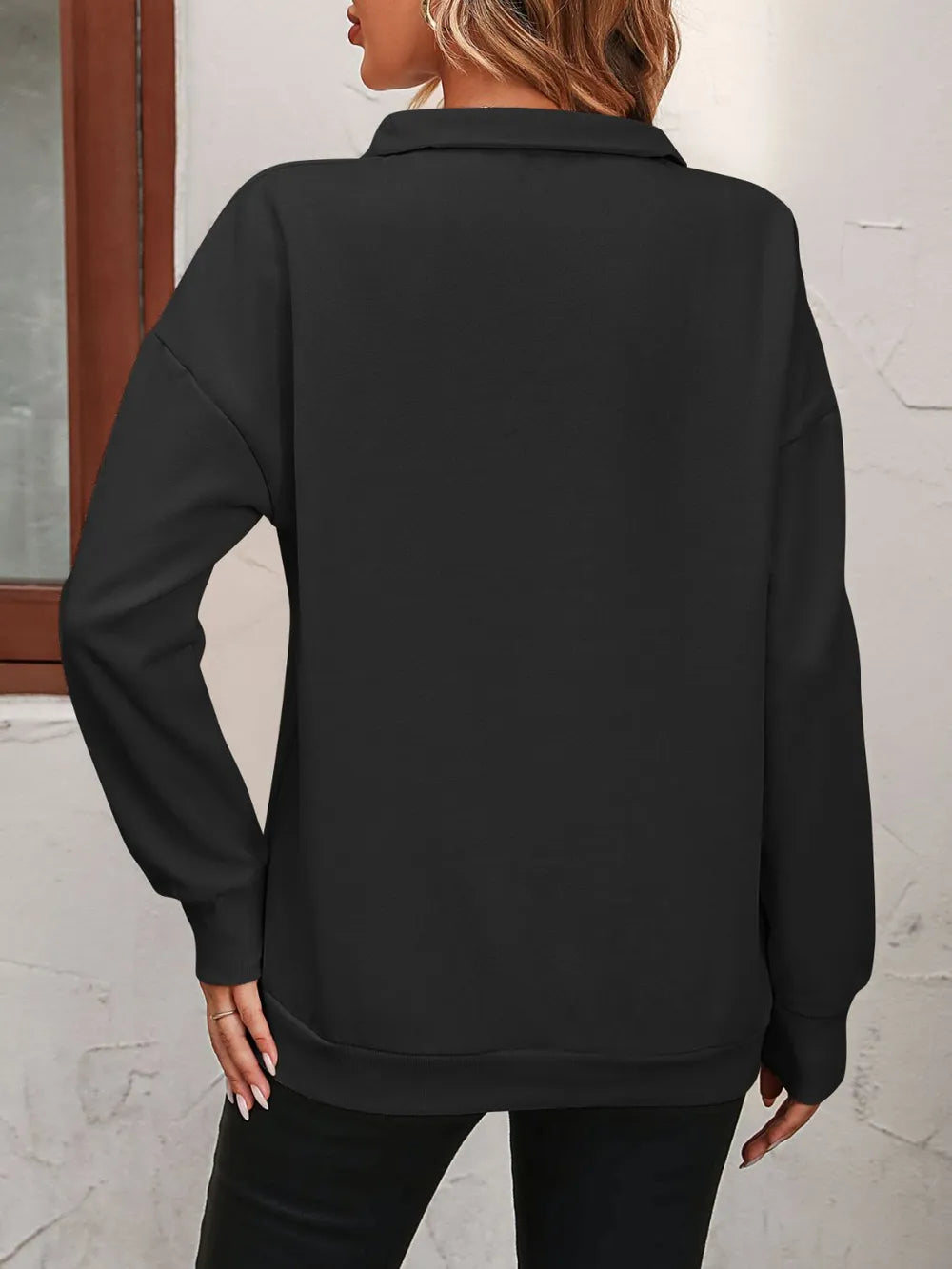 Zip-up Dropped Shoulder Sweatshirt (14)