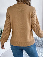 Openwork Round Neck Long Sleeve Knit Top (10)