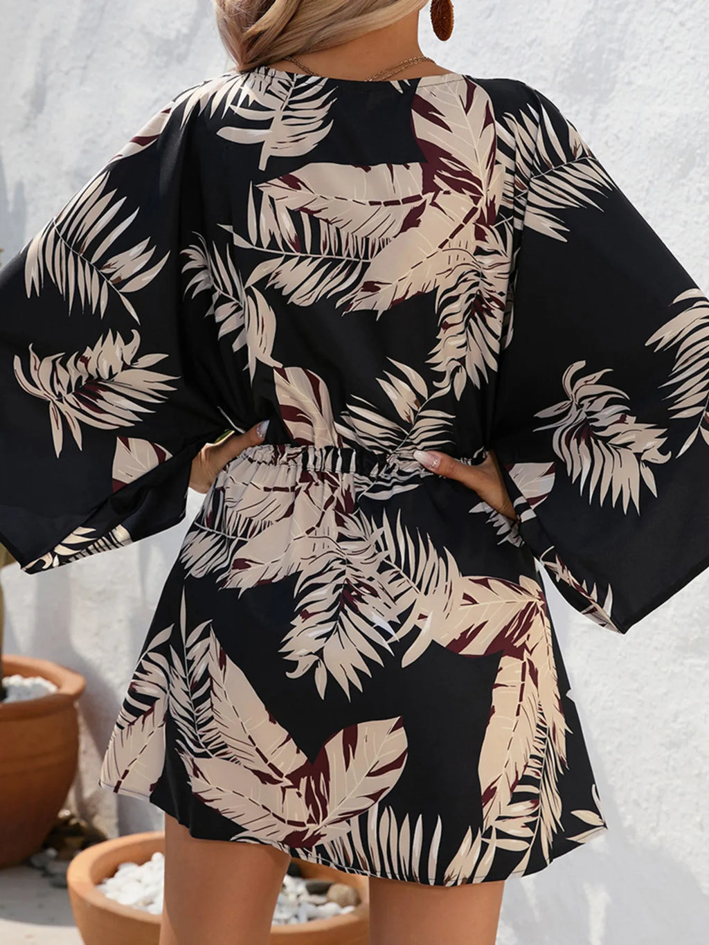 Block Drawstring Waist Button Up Dress (13)