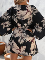Block Drawstring Waist Button Up Dress (13)