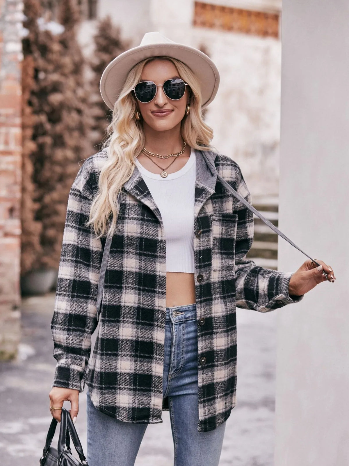 Oversized Plaid Button Up Shacket (4)
