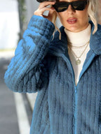 Zip-up Collared Ribbed Jacket (6)
