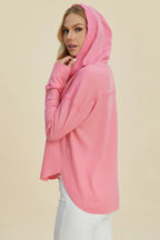 Full Size High-low Dropped Shoulder Long Sleeve Hoodie (3)