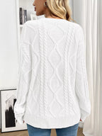 Cable Knit Round Neck Long Sleeve Sweater (9)