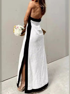 Contrast Halter Sleeveless Maxi Dress (7)