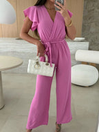 Tied Ruffled Wide Leg Jumpsuit