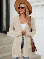 Pocketed Open Front Long Sleeve Cardigan (24)