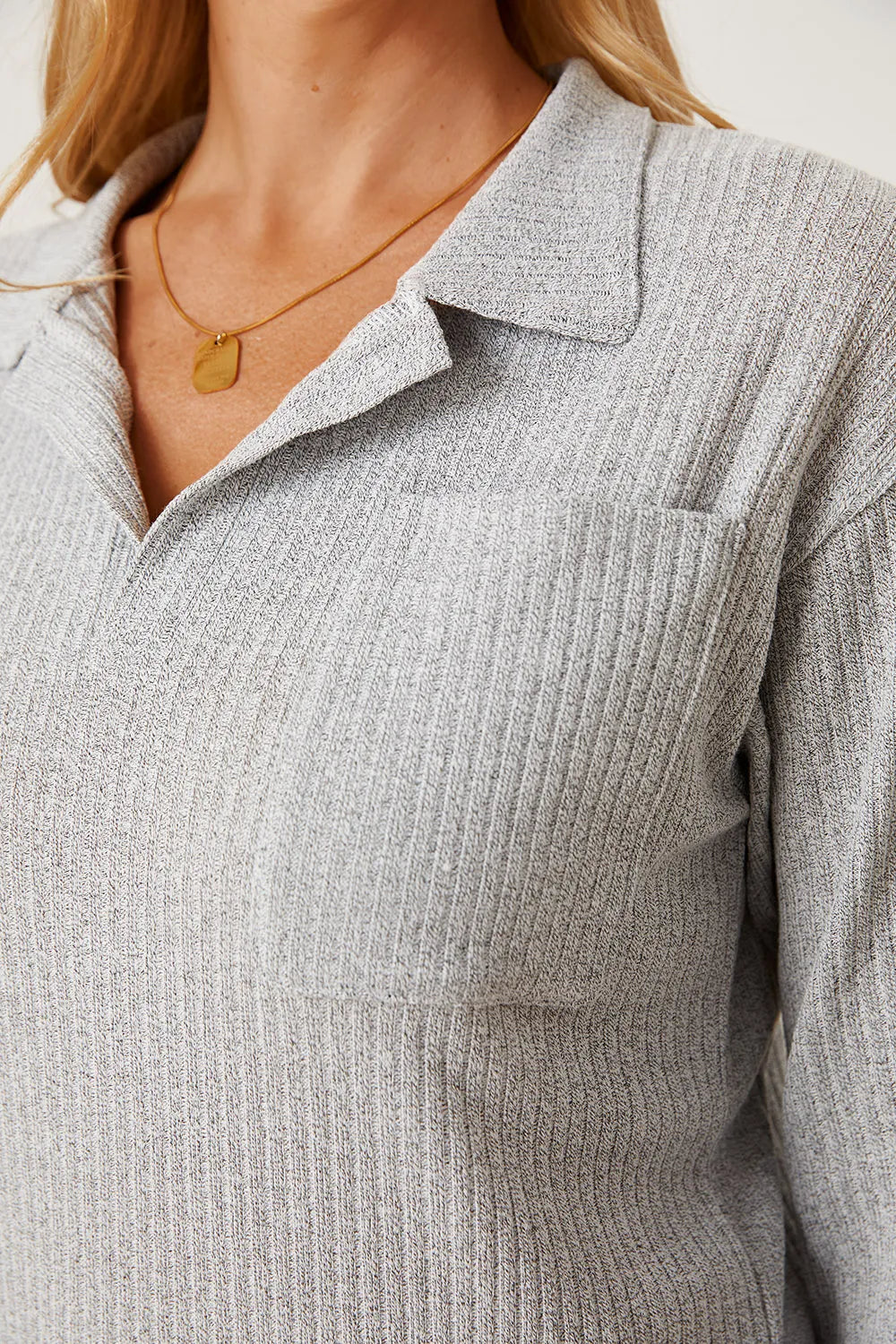 Collared Neck Dropped Shoulder T-shirt (9)