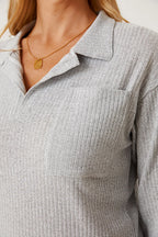 Collared Neck Dropped Shoulder T-shirt (9)