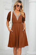 V-neck Puff Sleeve Dress (21)
