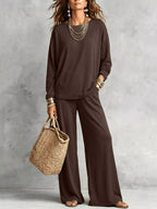 Round Neck T-shirt Wide-leg Pants Set (4)