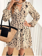 Printed Balloon Sleeve Mini Dress (4)