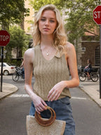 Cable-knit V-neck Knit Tank (3)
