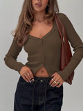 Ribbed Knit Button-down Cardigan
