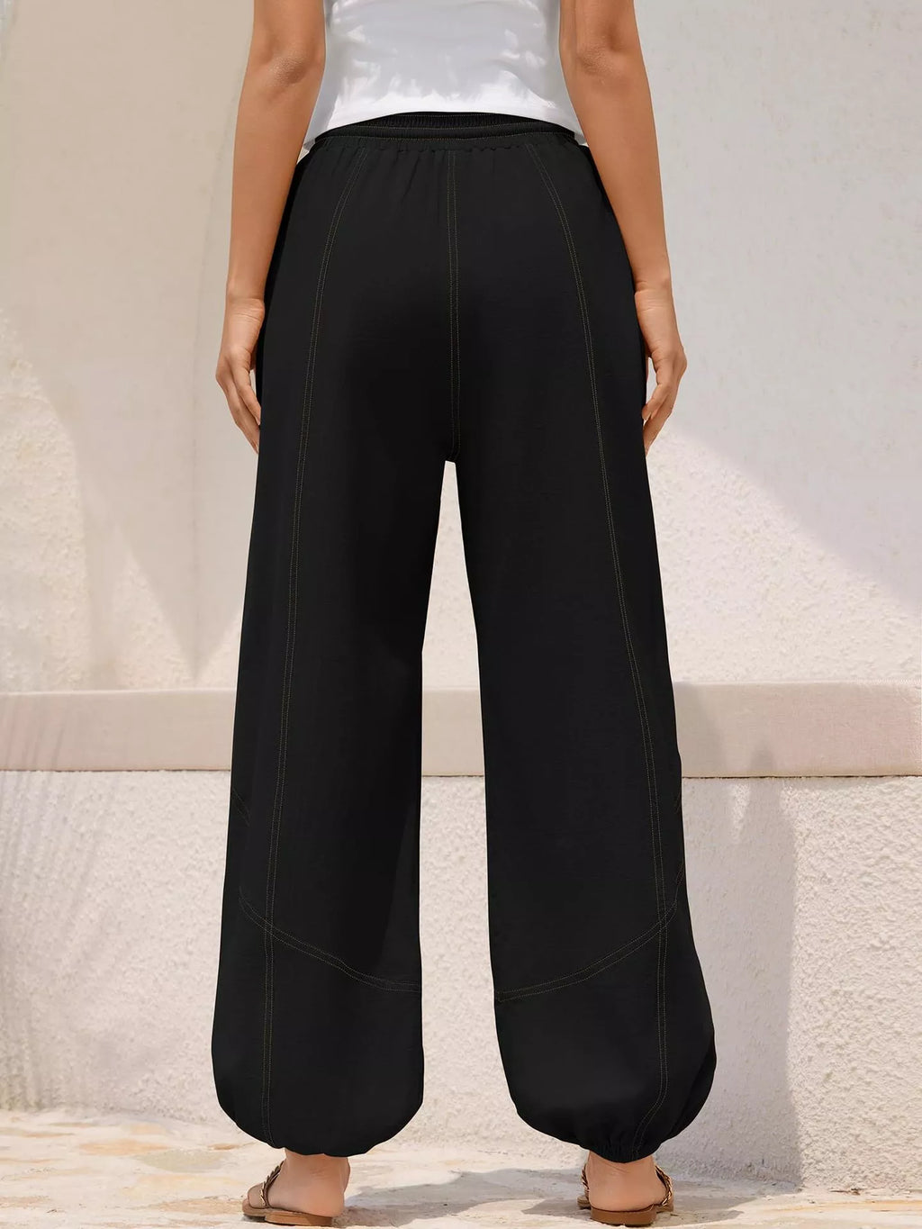 Casual Loose Fit Drawstring Waist Harem Joggers (9)