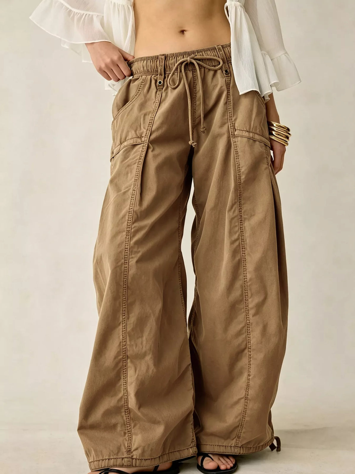 High-waisted Cargo Wide-leg Pants (28)
