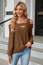Cold Shoulder Square Neck Cutout Blouse (10)