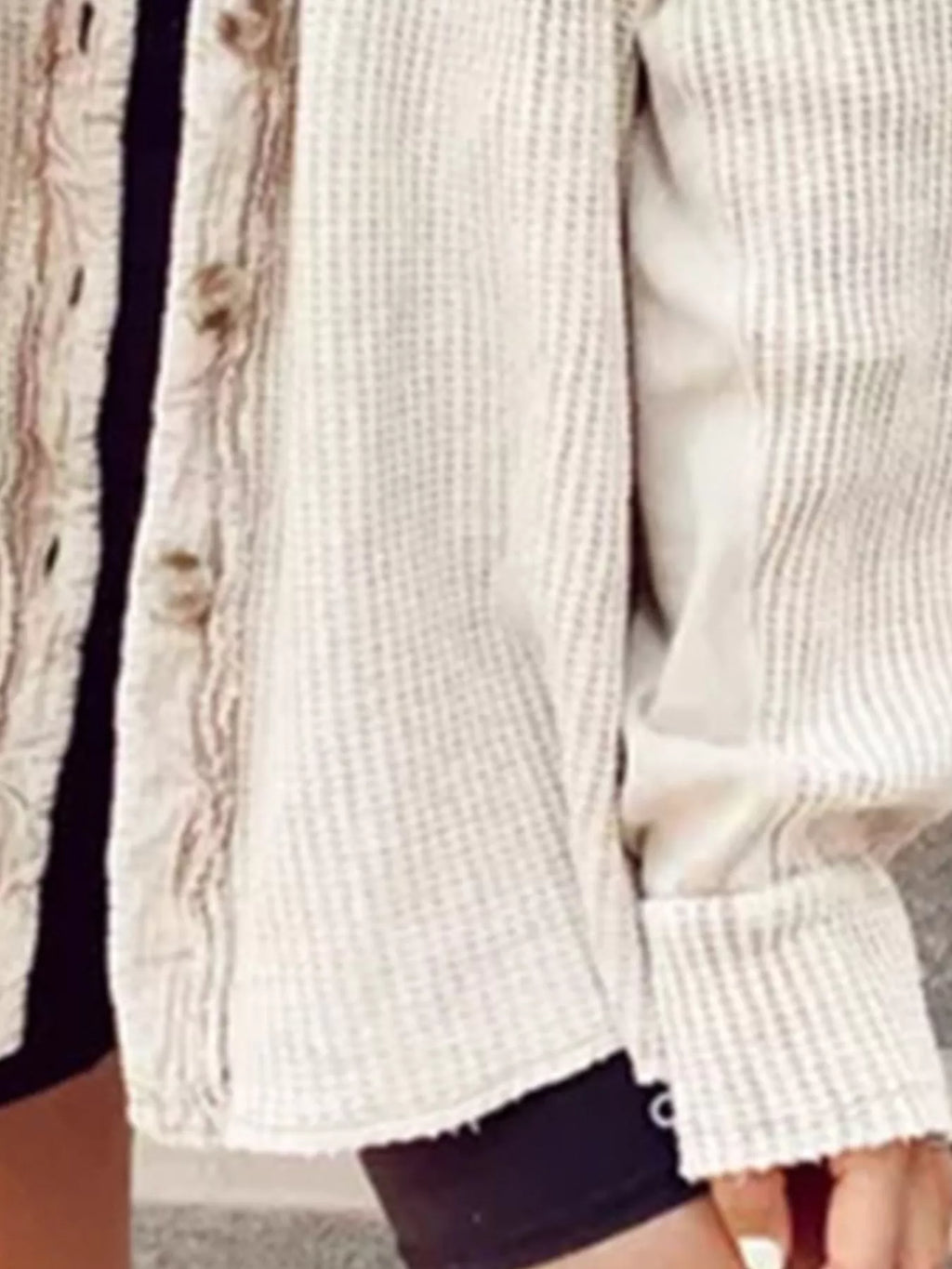 Oversized Waffle Knit Button-up Jacket (2)