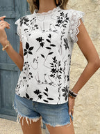 Lace Trim Sleeveless Blouse (23)