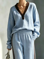 Long Sleeve Top Side-striped Joggers Set (2)