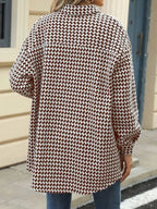 Houndstooth Button Up Long Sleeve Coat (17)