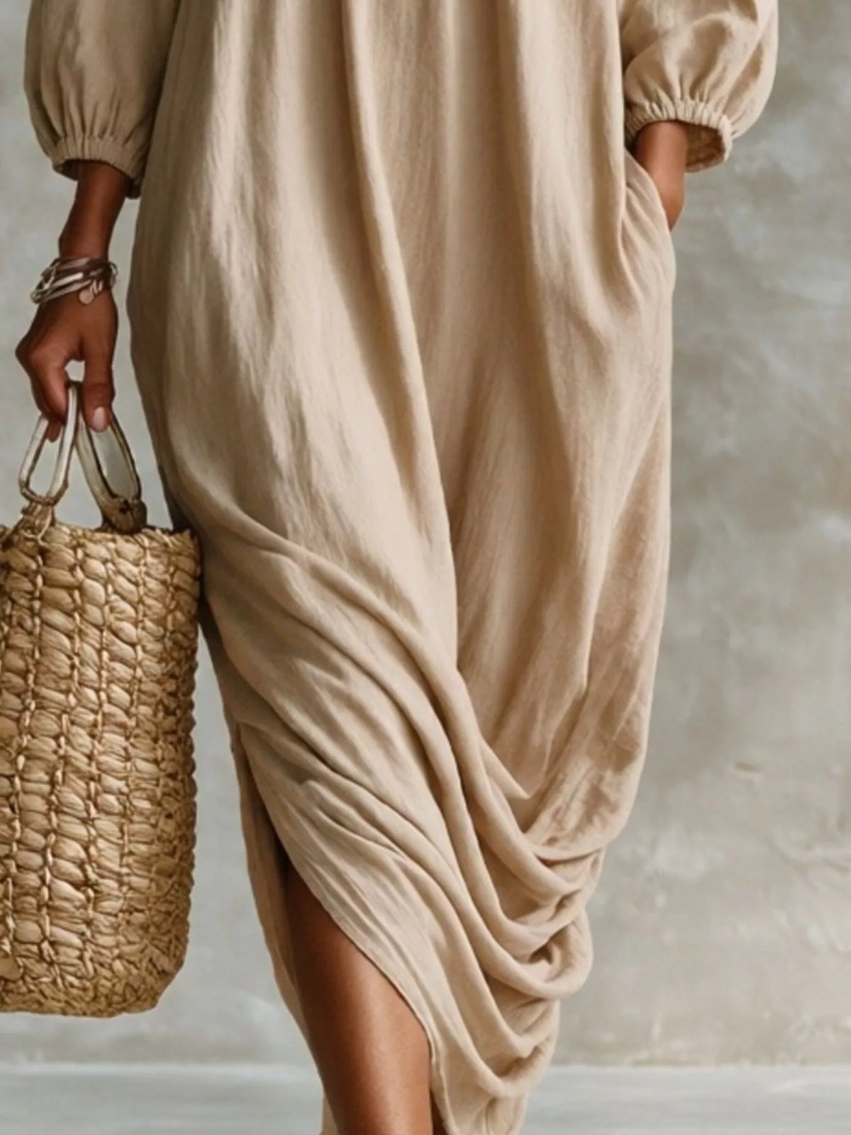 Ruffled Boat Neck Ruched Midi Dress (6)