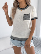 Round Neck Short Sleeve Knit Top (11)
