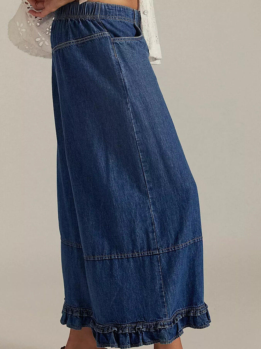 Wide-leg Ruffle Hem Jeans (2)