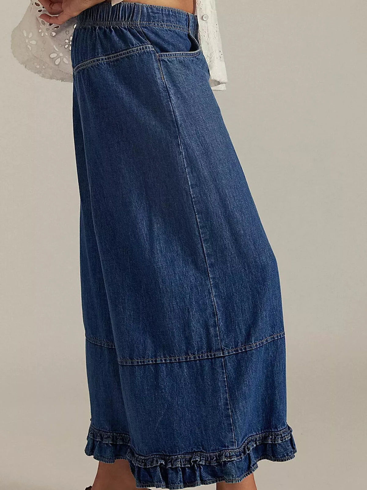 Wide-leg Ruffle Hem Jeans (2)