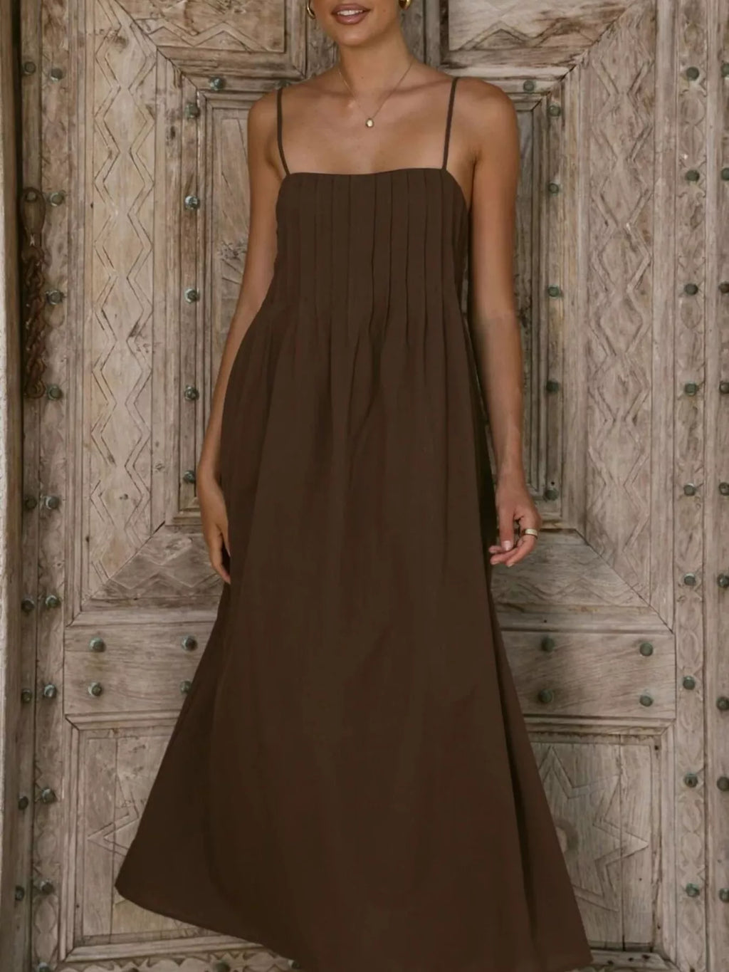 Pleated Bodice Midi Cami Dress (9)
