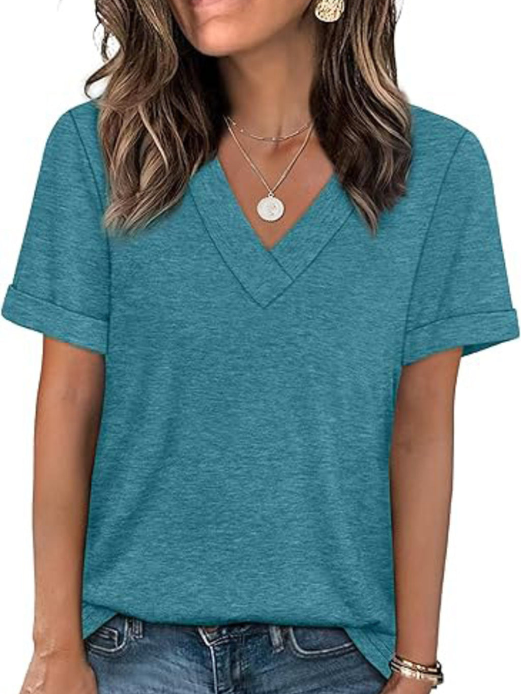 Casual V-neck Short Sleeve T-shirt