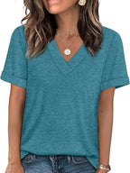 Casual V-neck Short Sleeve T-shirt