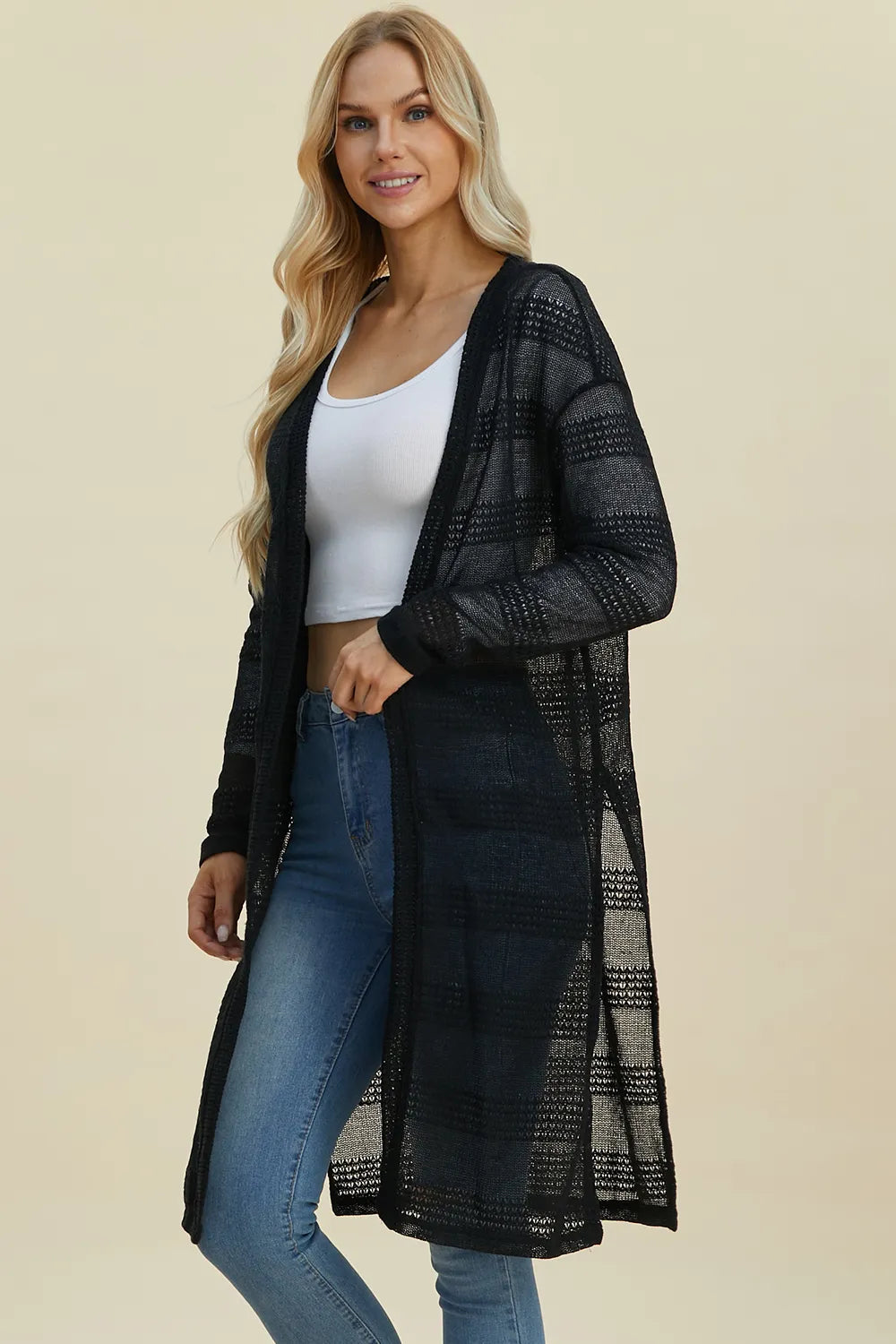 Full Size Open Front Longline Cardigan (5)