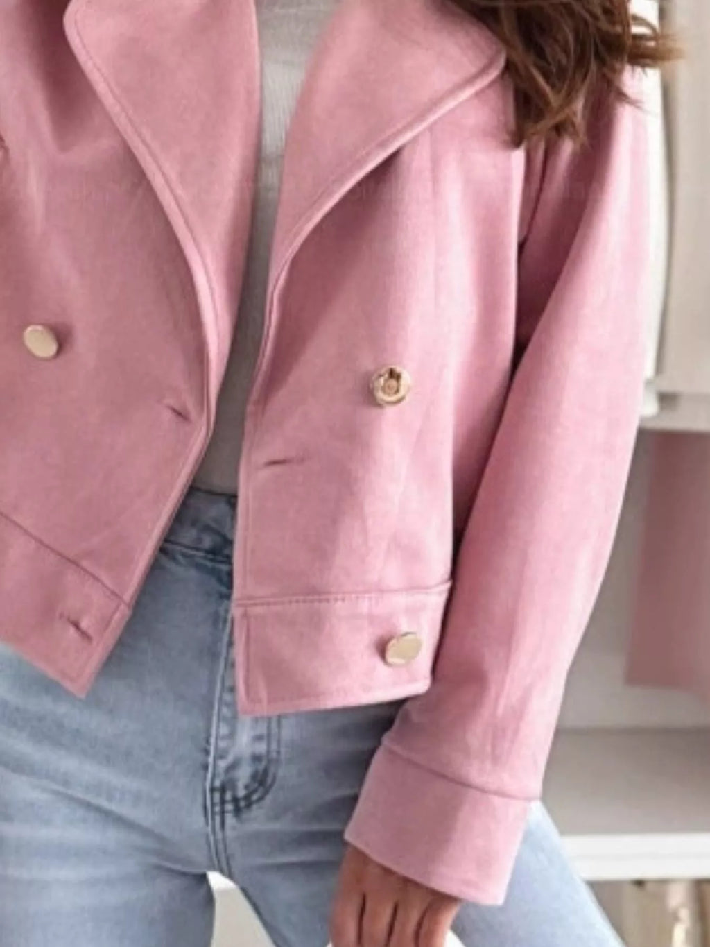 Chic Double-breasted Cropped Jacket (12)