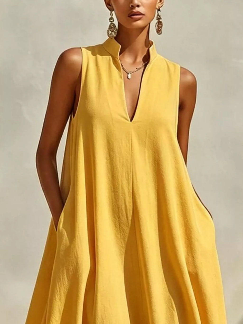 Sleeveless Maxi Dress Side Pockets (8)