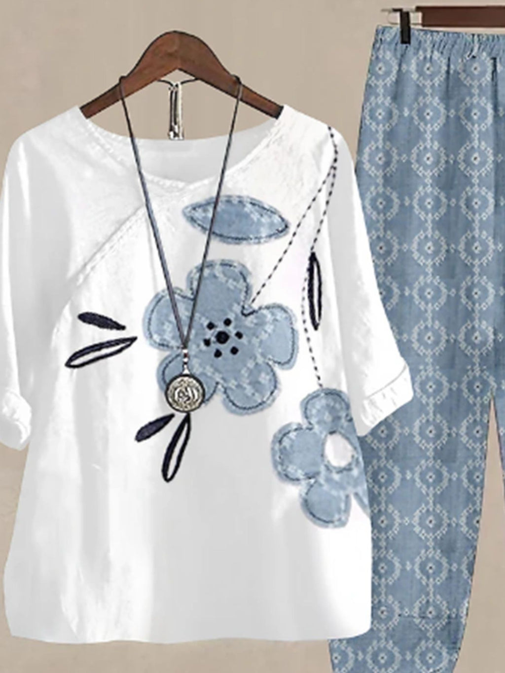Printed Half Sleeve Top Pants Set (24)