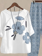 Printed Half Sleeve Top Pants Set (24)
