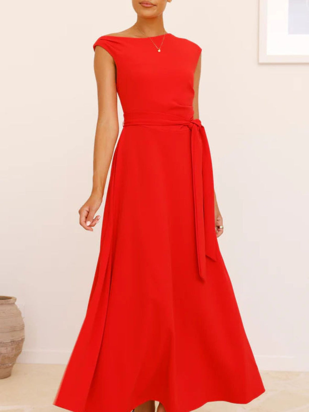 Single Shoulder Tie Waist Maxi Dress (15)