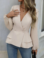 Surplice Balloon Sleeve Blouse (2)