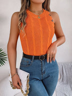 Cable-knit Round Neck Vest (16)