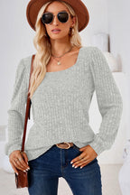 Ribbed Square Neck Long Sleeve T-shirt (14)