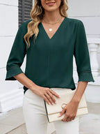 V-neck 3/4 Sleeve Blouse (9)