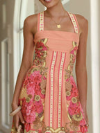 Printed Back Smocked Sleeveless Mini Dress (13)