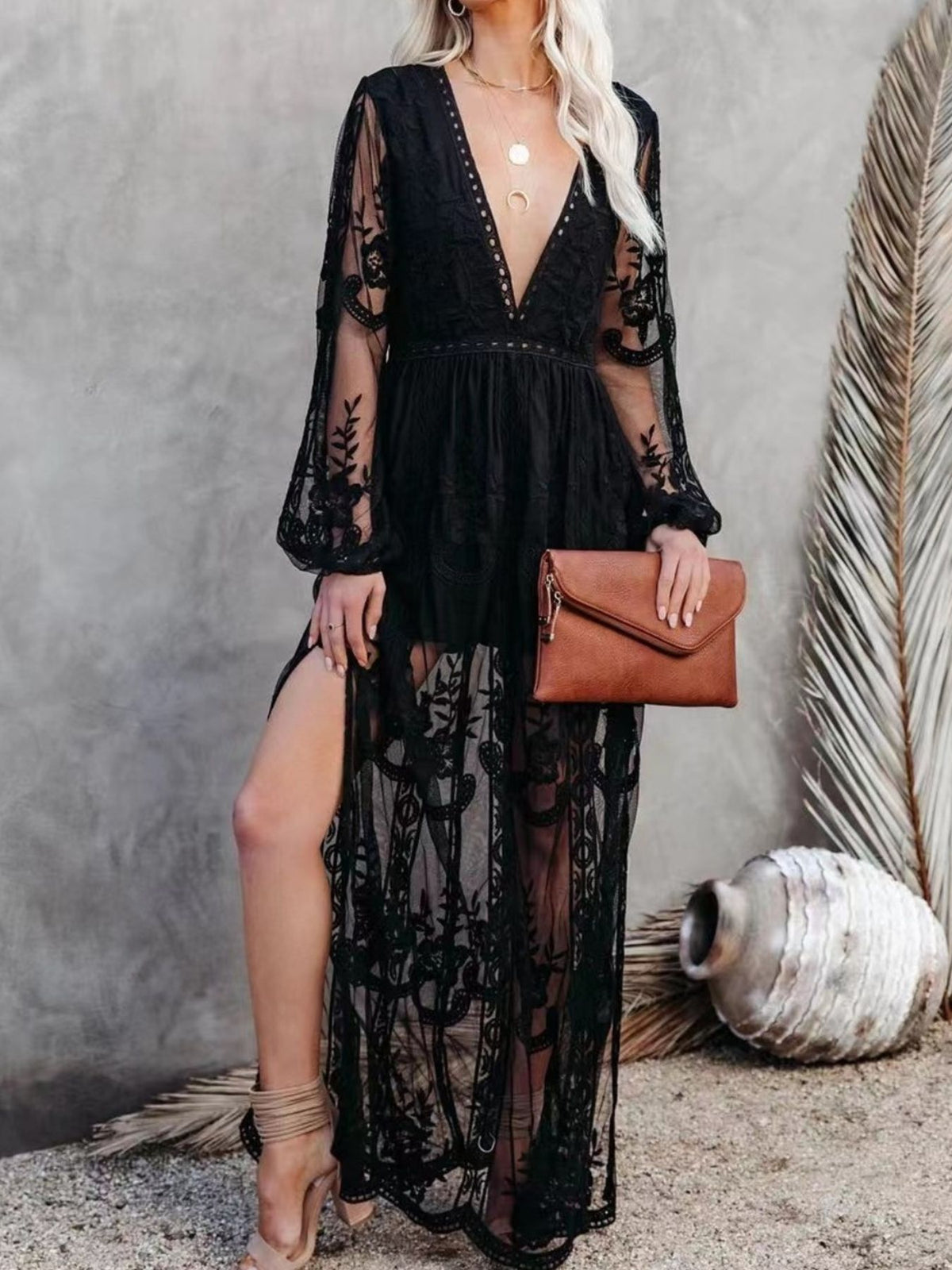 Floral Lace Slit Maxi Dress (11)