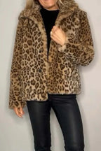 Full Size Leopard Furry Collared Neck Long Sleeve Coat (3)