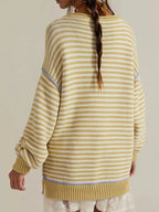 Oversized Striped Dropped Shoulder Sweater (2)