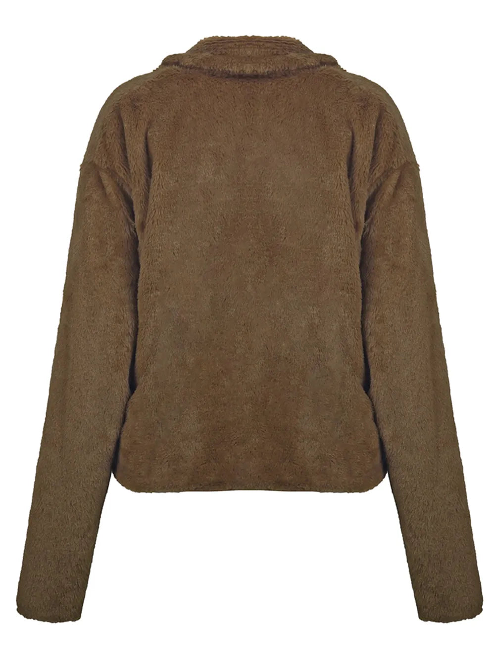Plush Open Front Dropped Shoulder Jacket (15)