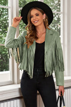 Fringe Trim Lapel Collar Cropped Blazer (12)