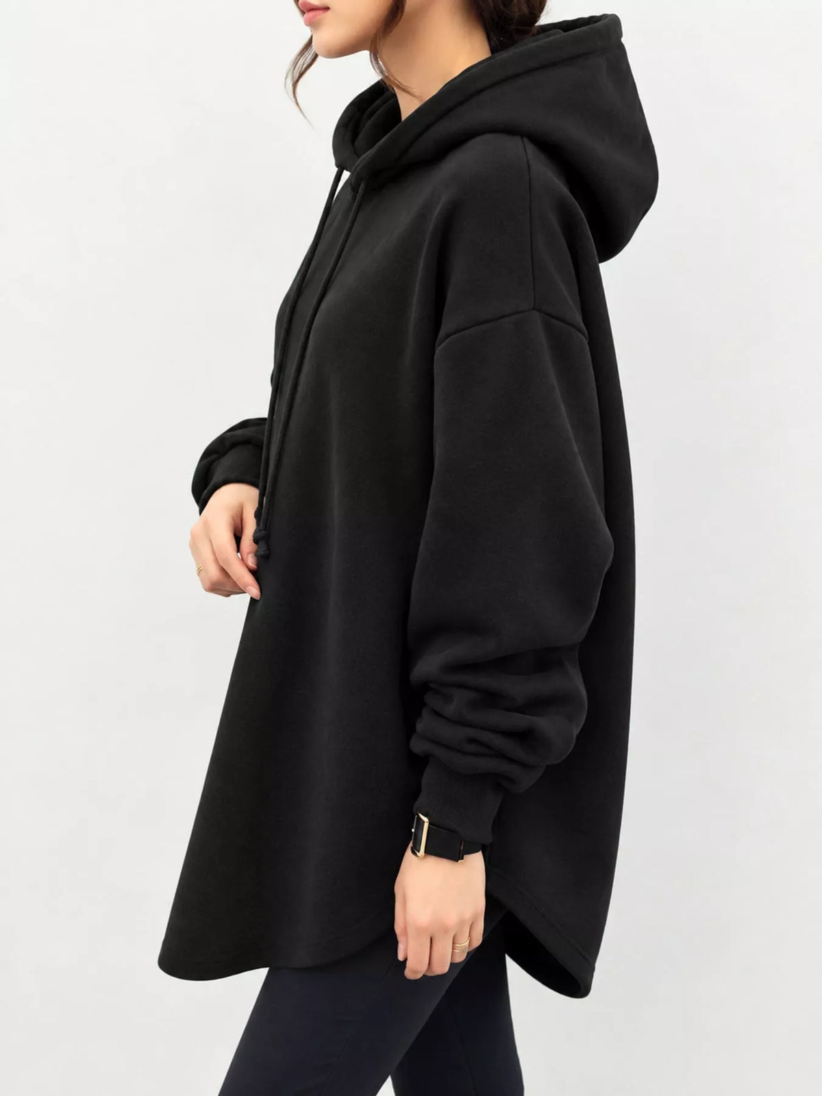 Full Size Drawstring Dropped Shoulder Hoodie Plus (2)